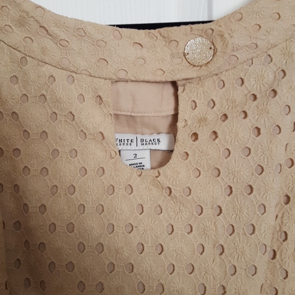 White House Black Market Sand Eyelet Shift Dress - Picture 6 of 7